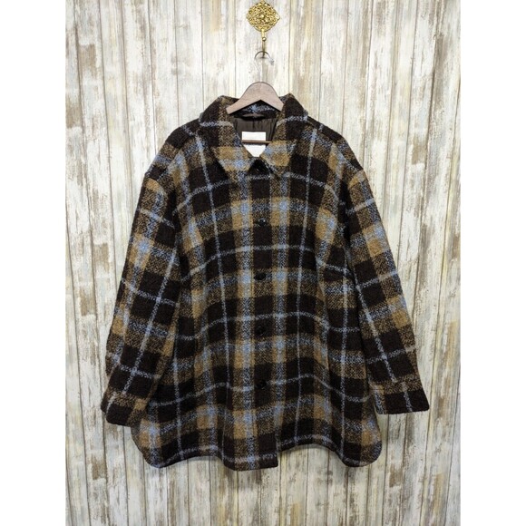 Madewell Belrose Shirt Jacket Wool Blend Shacket Coat Cassel Plaid 3X NWT $268 - Picture 2 of 12